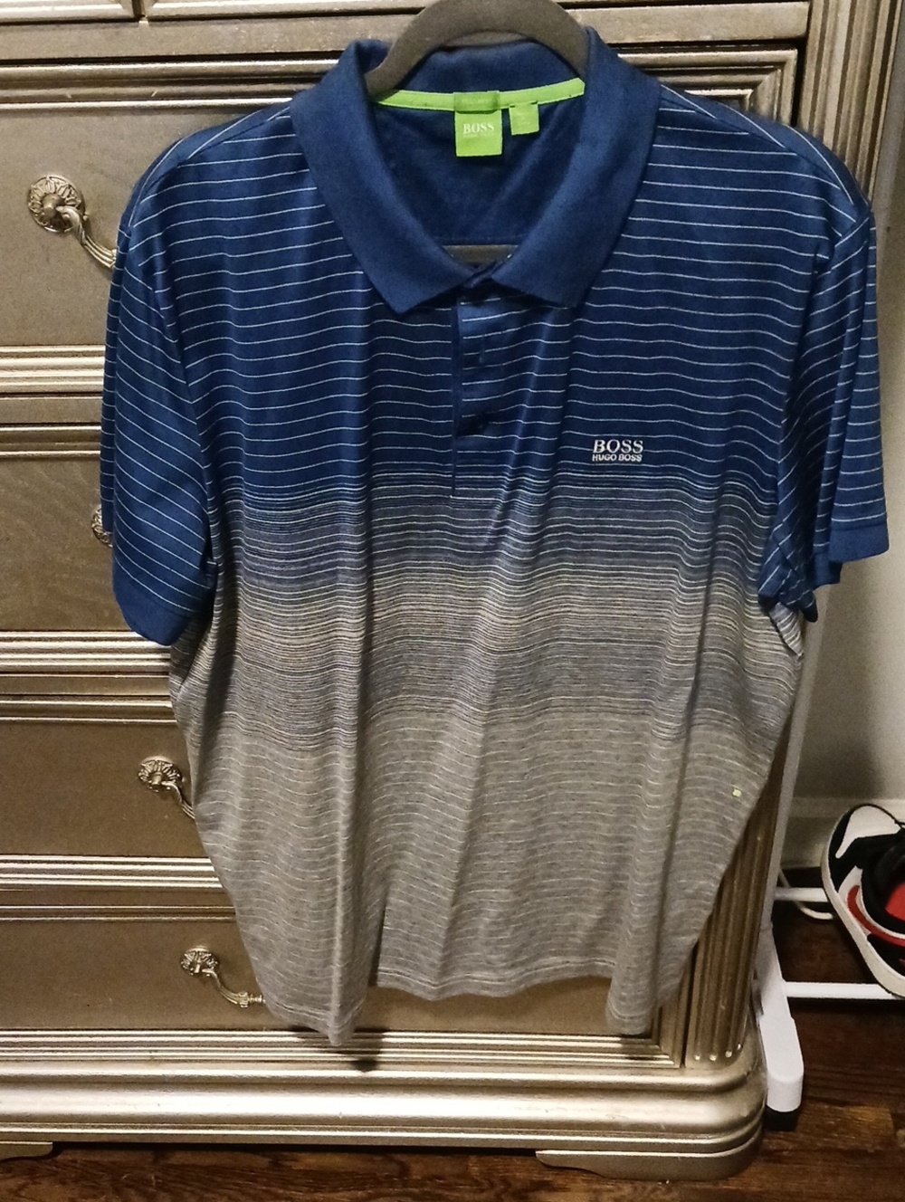 Boss Men's Blue to Gray Ombre Stripe Polo